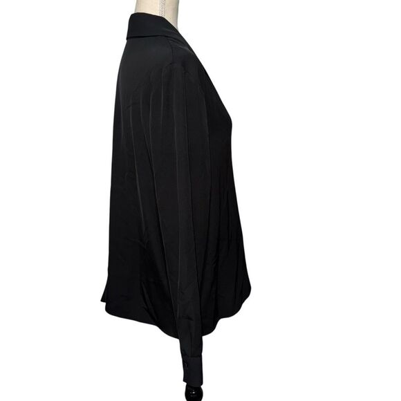 Boohoo Long Sleeve Classic Solid Black V Neck Dressy Work Business Blouse 12 - Picture 3 of 9
